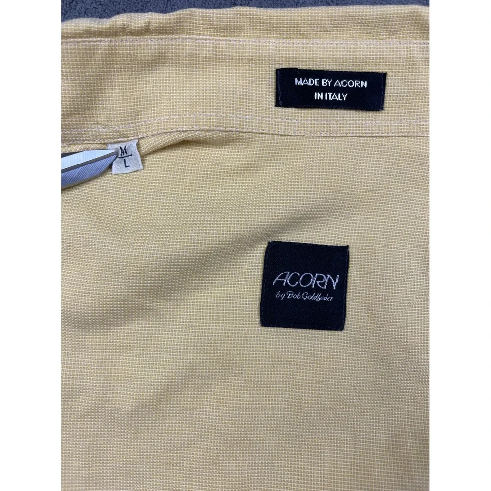 Acorn by Bob Goldfeder Mens Yellow Cotton‎ Button Down Shirt Made in Italy ML